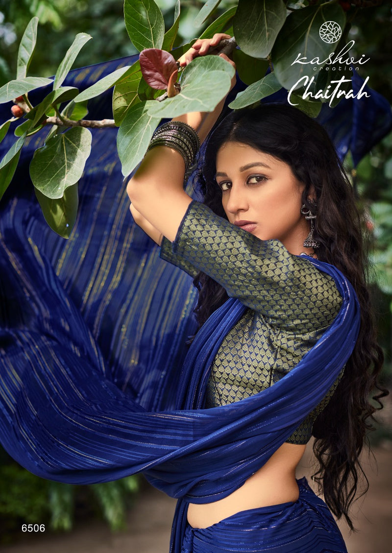 Kashvi Creation Launch By Chaitrah Weightless Zari Patta Exclusive Designer Wedding Wear Fancy Sarees