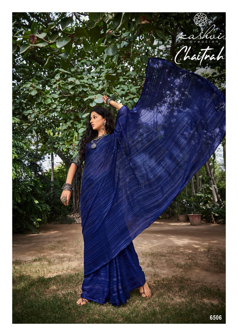 Kashvi Creation Launch By Chaitrah Weightless Zari Patta Exclusive Designer Wedding Wear Fancy Sarees