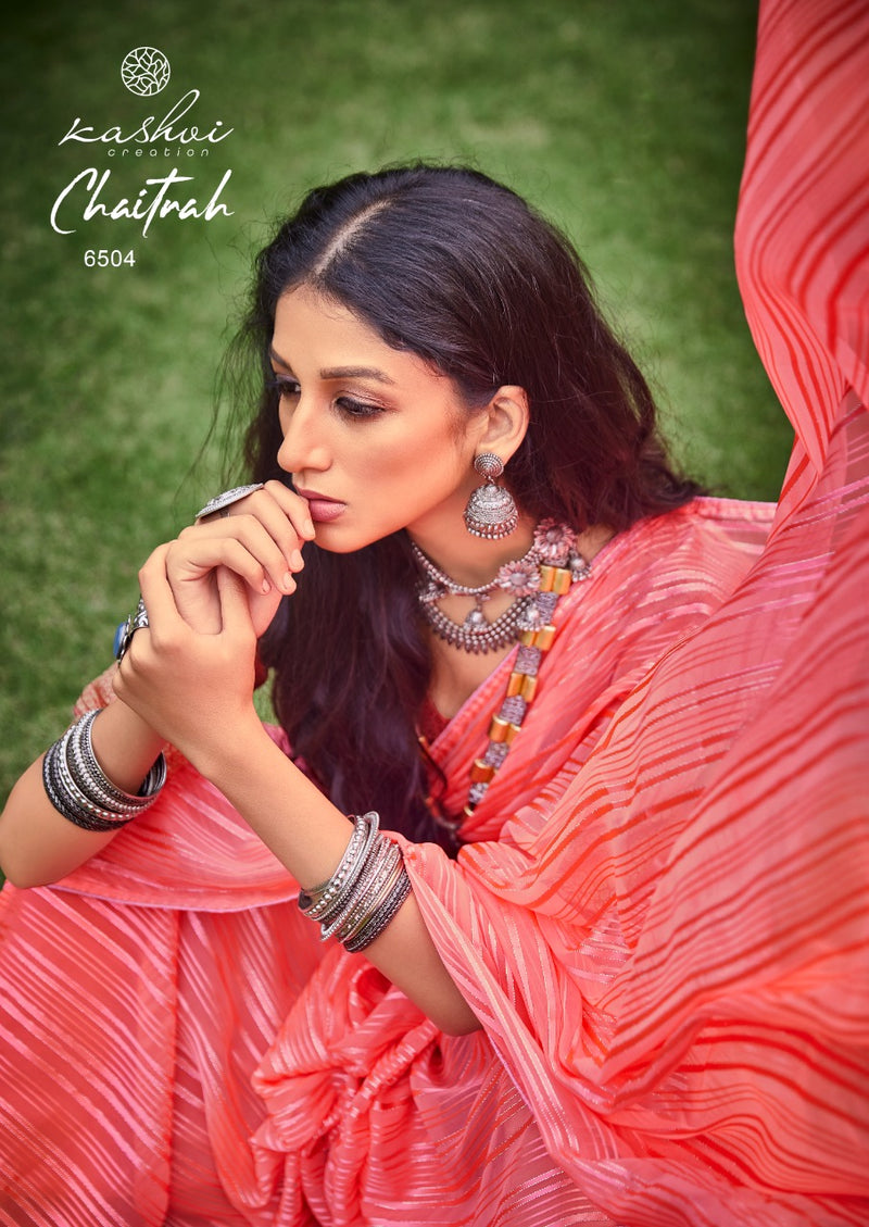 Kashvi Creation Launch By Chaitrah Weightless Zari Patta Exclusive Designer Wedding Wear Fancy Sarees