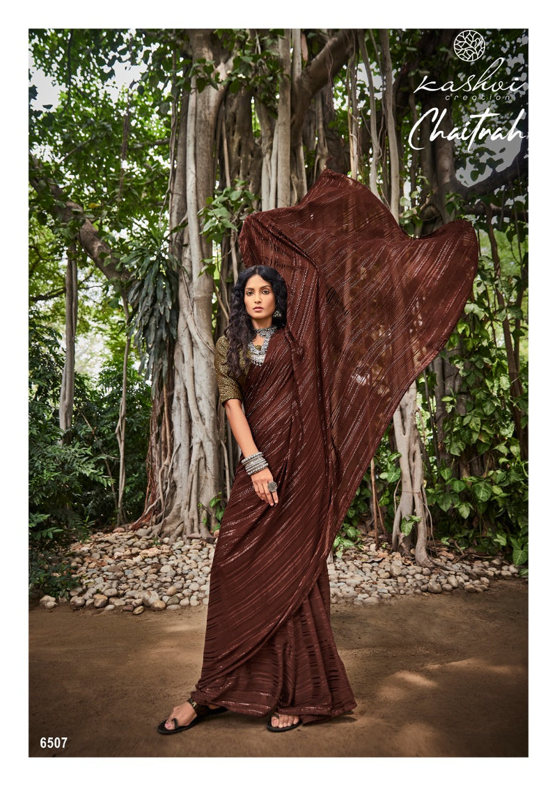 Kashvi Creation Launch By Chaitrah Weightless Zari Patta Exclusive Designer Wedding Wear Fancy Sarees