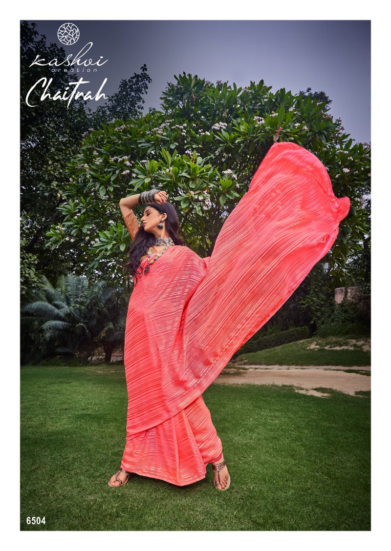Kashvi Creation Launch By Chaitrah Weightless Zari Patta Exclusive Designer Wedding Wear Fancy Sarees
