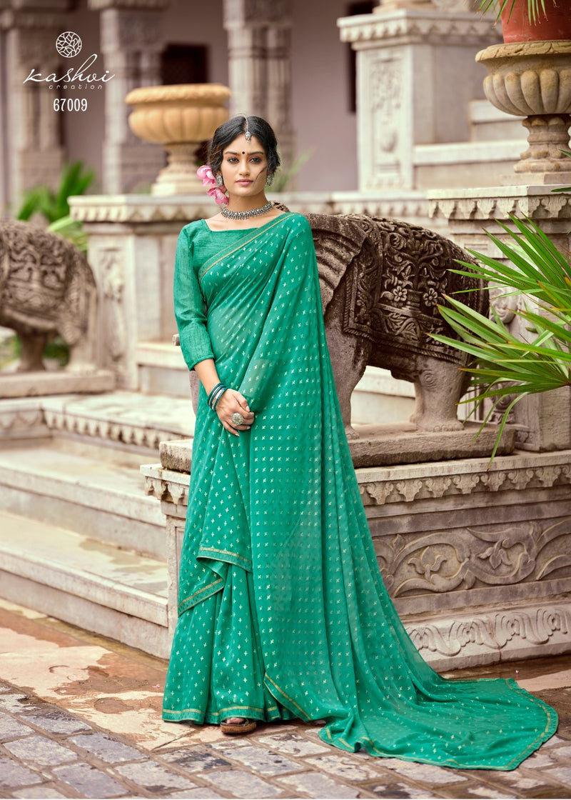 Kashvi Creation Launch By Mitasha Georgette With Exclusive Printed Designs Heavy Look Regular Wear Sarees