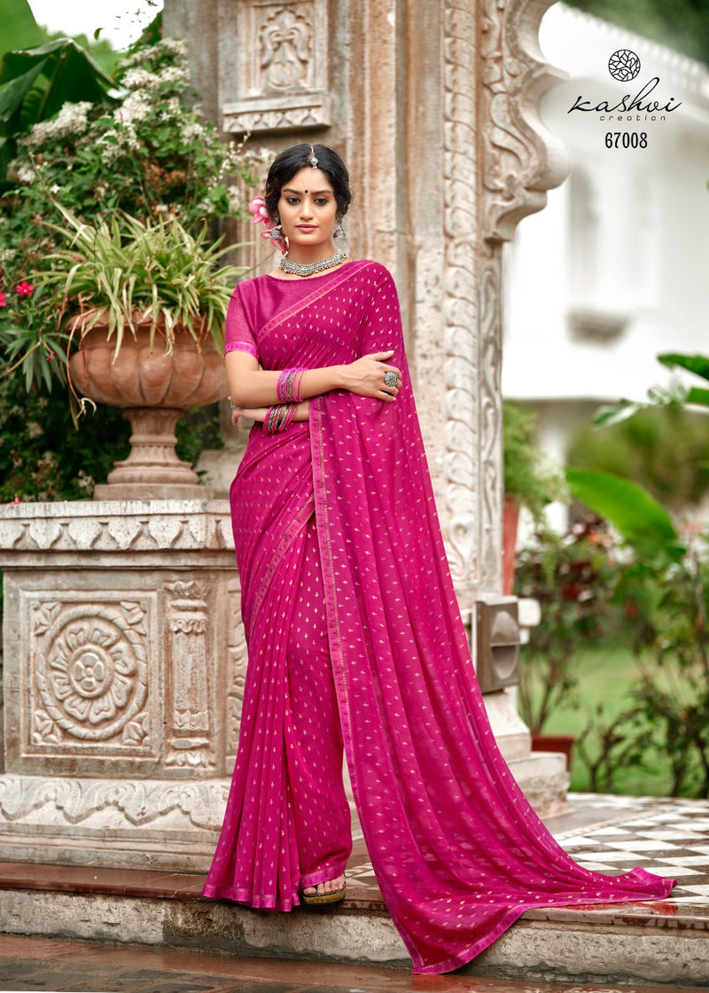 Kashvi Creation Launch By Mitasha Georgette With Exclusive Printed Designs Heavy Look Regular Wear Sarees