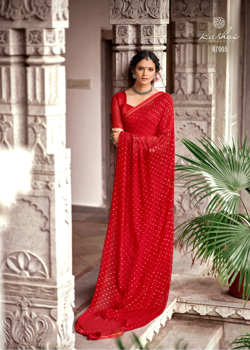 Kashvi Creation Launch By Mitasha Georgette With Exclusive Printed Designs Heavy Look Regular Wear Sarees