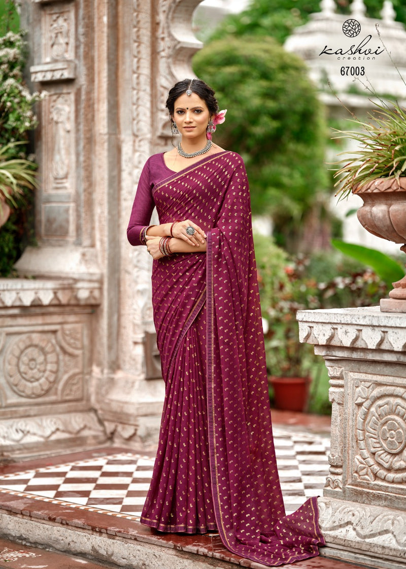 Kashvi Creation Launch By Mitasha Georgette With Exclusive Printed Designs Heavy Look Regular Wear Sarees