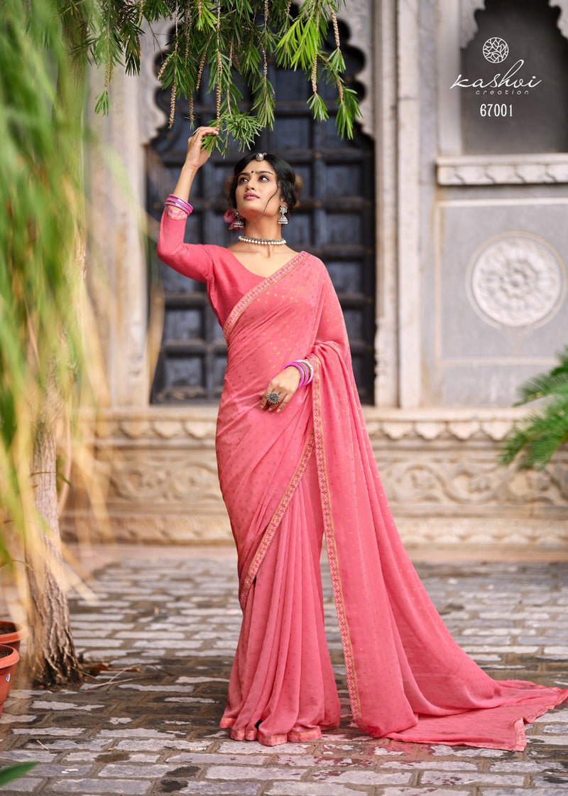 Kashvi Creation Launch By Mitasha Georgette With Exclusive Printed Designs Heavy Look Regular Wear Sarees
