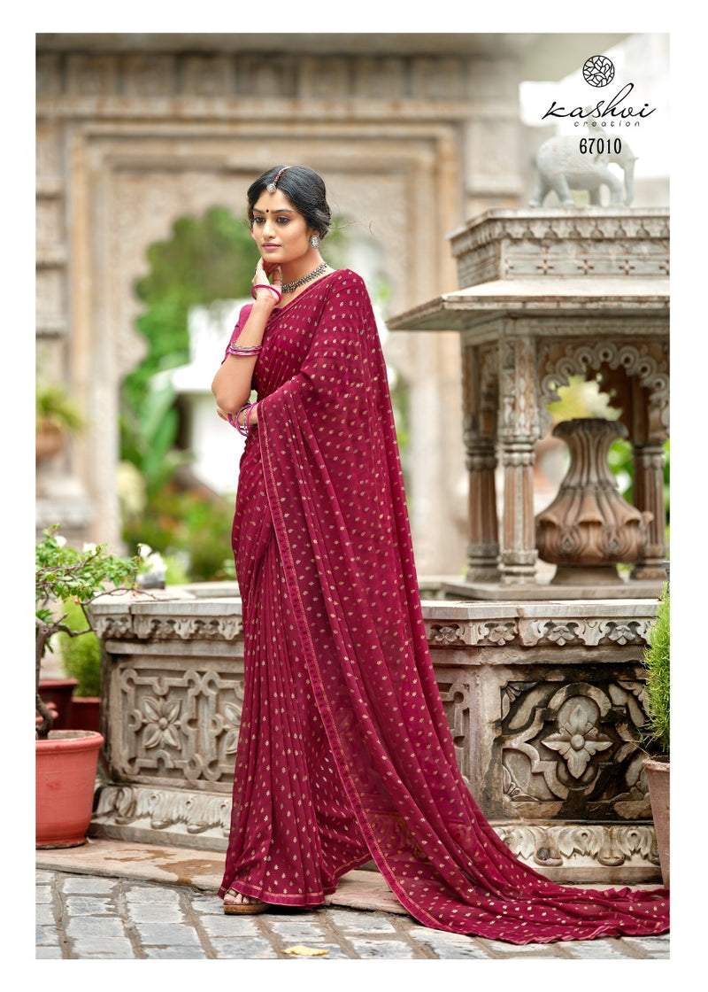 Kashvi Creation Launch By Mitasha Georgette With Exclusive Printed Designs Heavy Look Regular Wear Sarees
