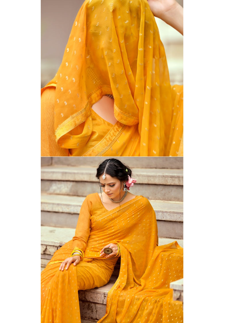 Kashvi Creation Launch By Mitasha Georgette With Exclusive Printed Designs Heavy Look Regular Wear Sarees