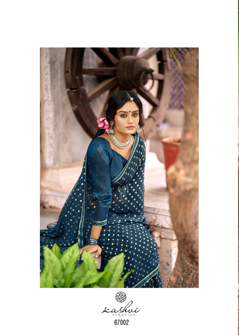 Kashvi Creation Launch By Mitasha Georgette With Exclusive Printed Designs Heavy Look Regular Wear Sarees