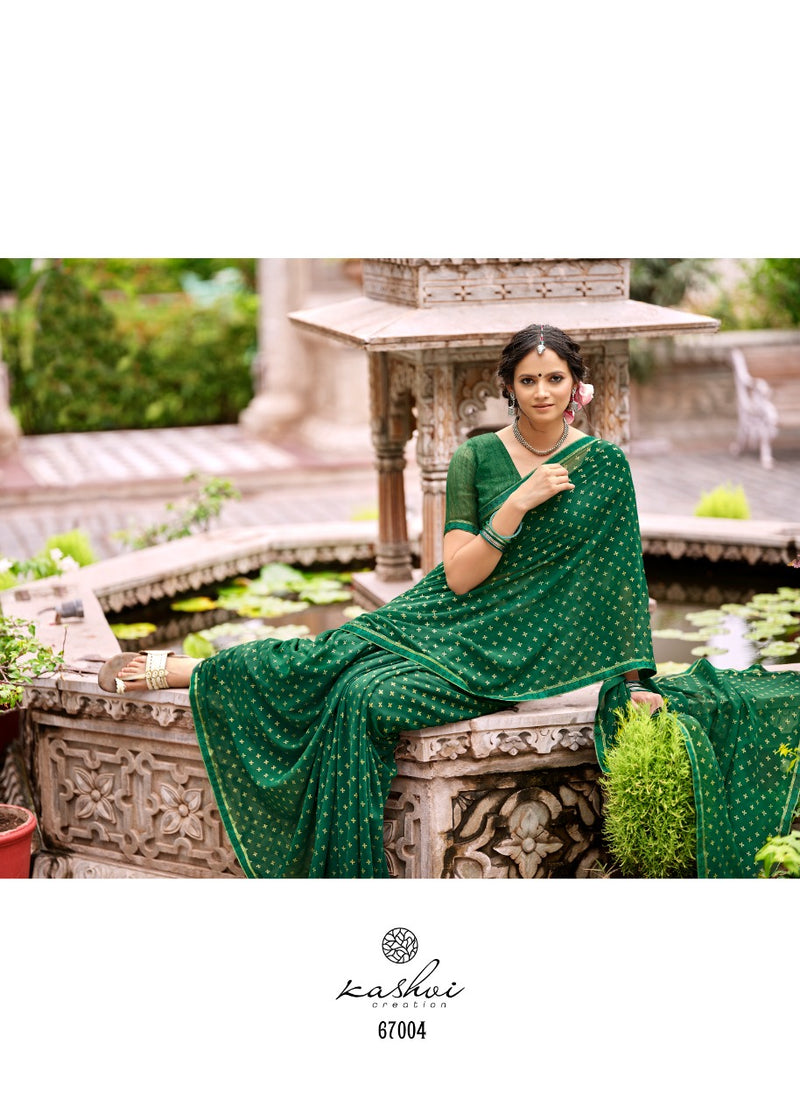 Kashvi Creation Launch By Mitasha Georgette With Exclusive Printed Designs Heavy Look Regular Wear Sarees