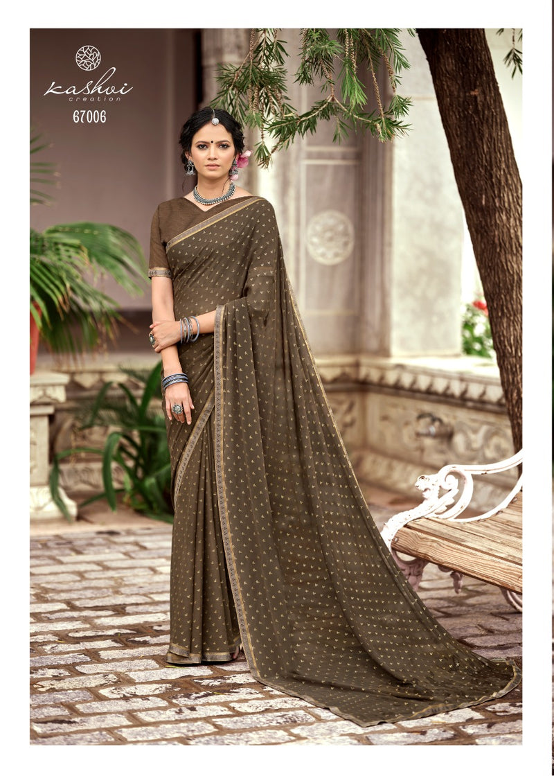 Kashvi Creation Launch By Mitasha Georgette With Exclusive Printed Designs Heavy Look Regular Wear Sarees