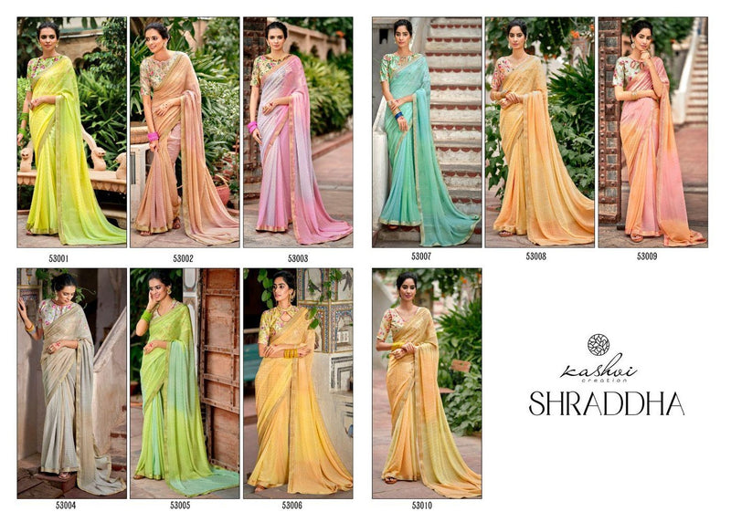 Kashvi Creation Shraddha Georgette With Foil Print Fancy Saree