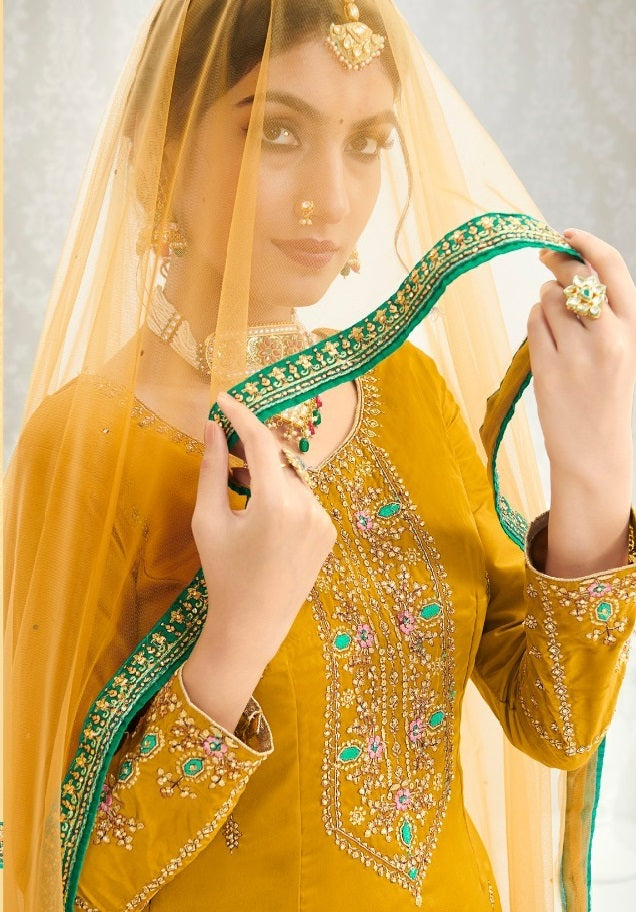 Kesari Trendz Morpankh Vol 1 Satin Georgette Self Embroidery Diamond Work Salwar Suit