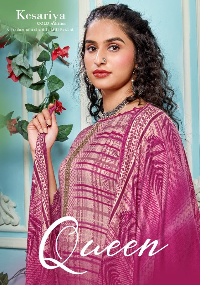 Kesariya Queen Pashmina Jacquard Exclusive Swarovski Diamond Work Salwar Kameez