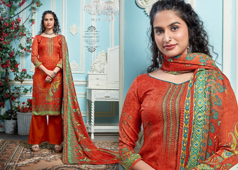 Kesariya Queen Pashmina Jacquard Exclusive Swarovski Diamond Work Salwar Kameez