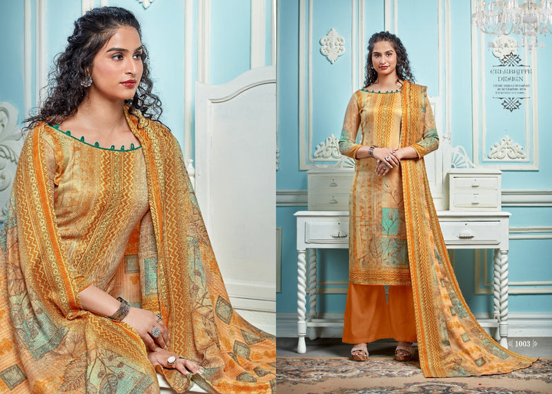 Kesariya Queen Pashmina Jacquard Exclusive Swarovski Diamond Work Salwar Kameez
