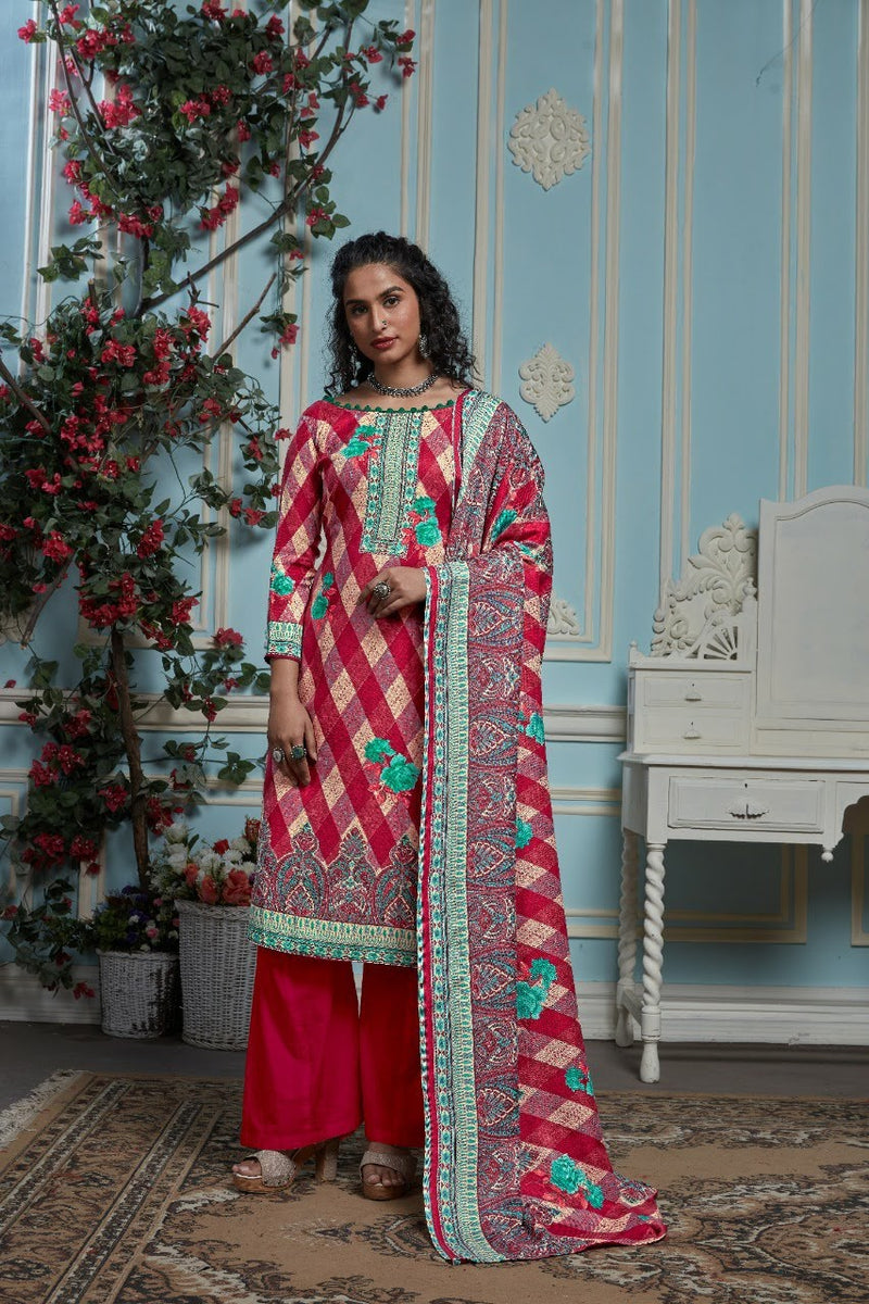Kesariya Queen Pashmina Jacquard Exclusive Swarovski Diamond Work Salwar Kameez