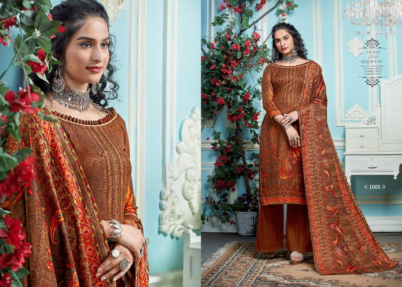 Kesariya Queen Pashmina Jacquard Exclusive Swarovski Diamond Work Salwar Kameez