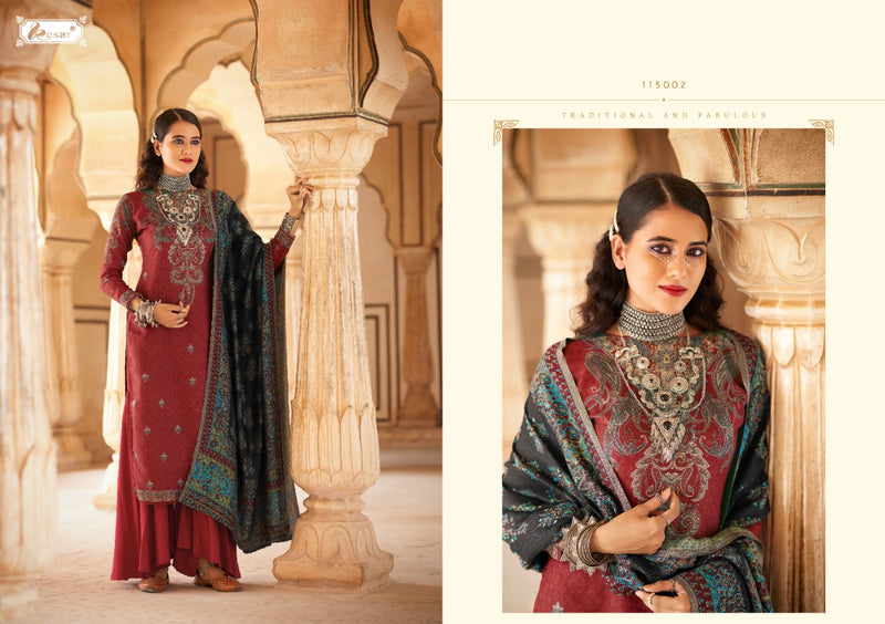 Kesariya Saaira Pashmina Jacquard Print Sarvoski Diamond Work Salwar Kameez