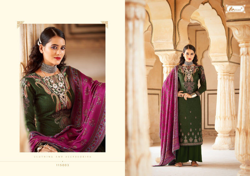 Kesariya Saaira Pashmina Jacquard Print Sarvoski Diamond Work Salwar Kameez