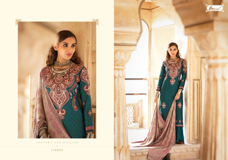 Kesariya Saaira Pashmina Jacquard Print Sarvoski Diamond Work Salwar Kameez