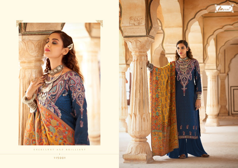 Kesariya Saaira Pashmina Jacquard Print Sarvoski Diamond Work Salwar Kameez