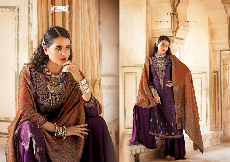 Kesariya Saaira Pashmina Jacquard Print Sarvoski Diamond Work Salwar Kameez