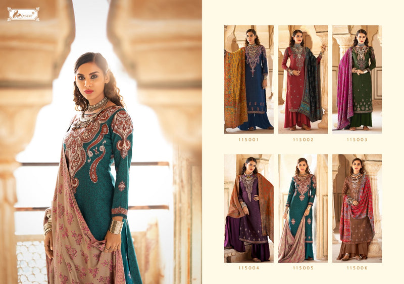 Kesariya Saaira Pashmina Jacquard Print Sarvoski Diamond Work Salwar Kameez
