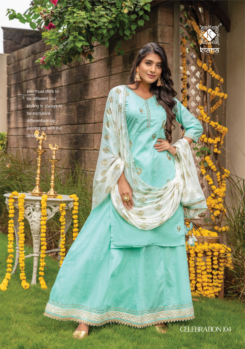 Kiana Fashion Celebration Muslin Georgette Sequence Lucknowi Work Kurti Wholesale