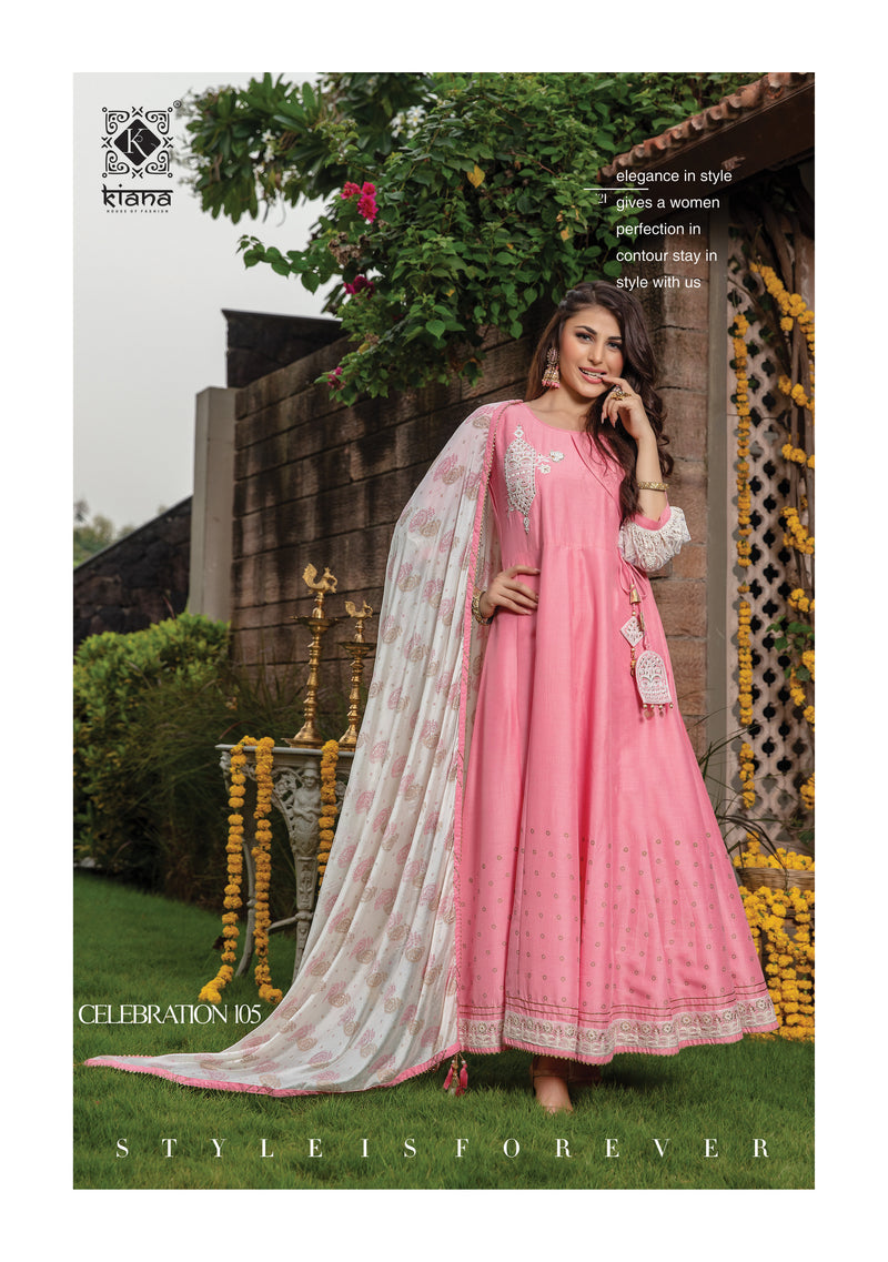 Kiana Fashion Celebration Muslin Georgette Sequence Lucknowi Work Kurti Wholesale