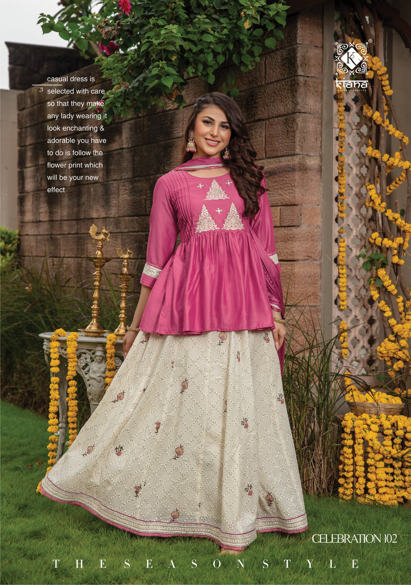 Kiana Fashion Celebration Muslin Georgette Sequence Lucknowi Work Kurti Wholesale