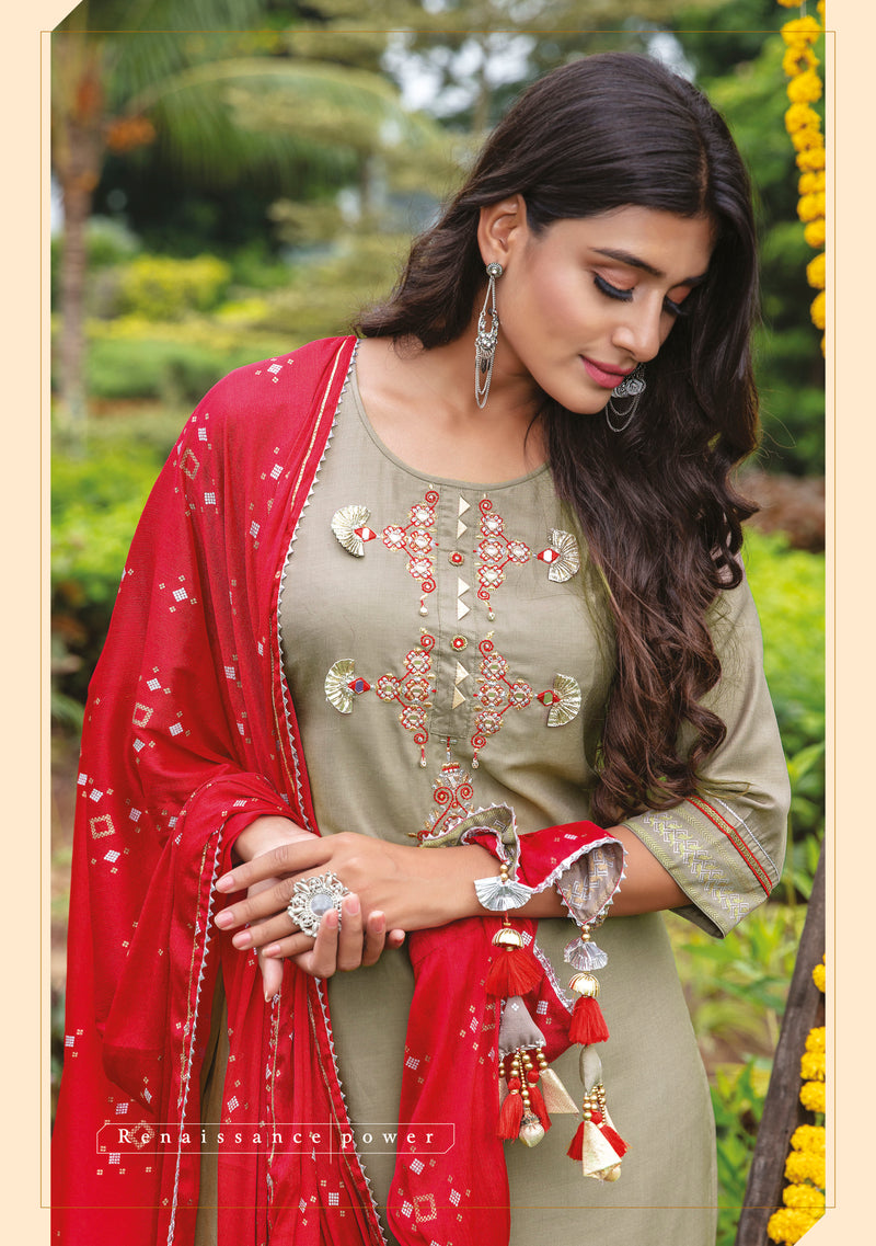 Kiana Fashion Glimmering Heavy Maslin Embroidery Work Kurti Wear