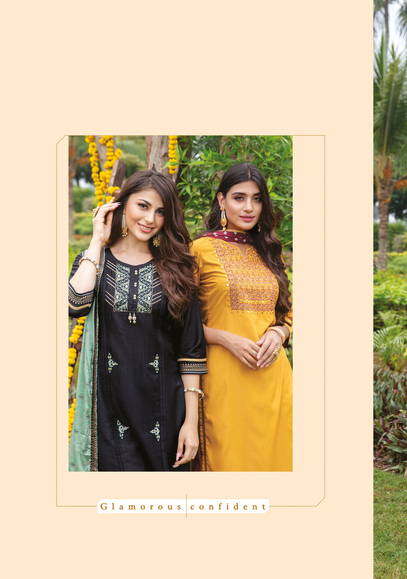 Kiana Fashion Glimmering Heavy Maslin Embroidery Work Kurti Wear