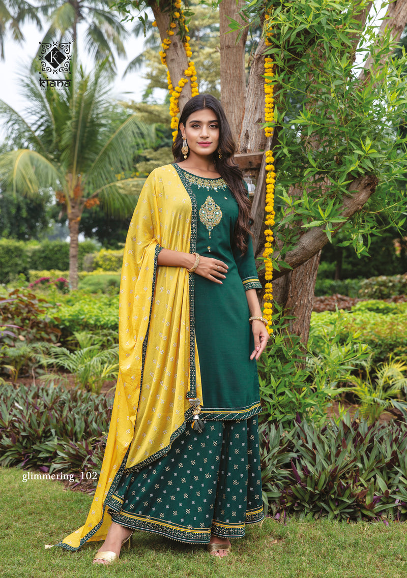 Kiana Fashion Glimmering Heavy Maslin Embroidery Work Kurti Wear
