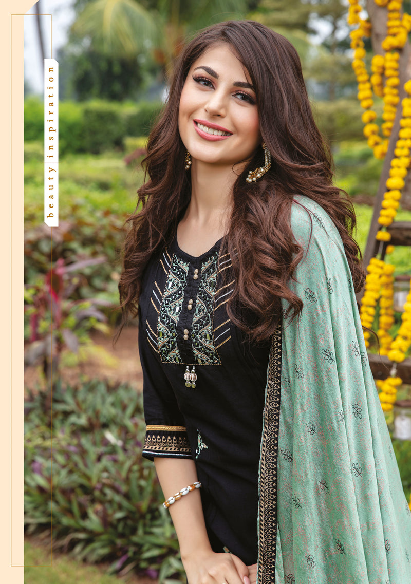 Kiana Fashion Glimmering Heavy Maslin Embroidery Work Kurti Wear