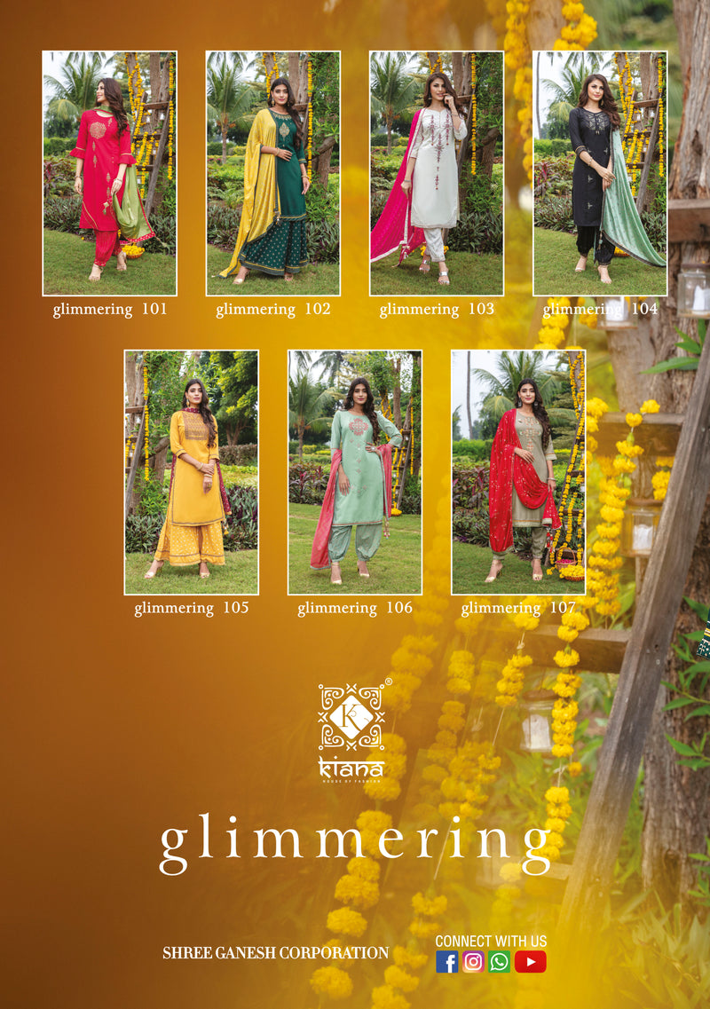 Kiana Fashion Glimmering Heavy Maslin Embroidery Work Kurti Wear