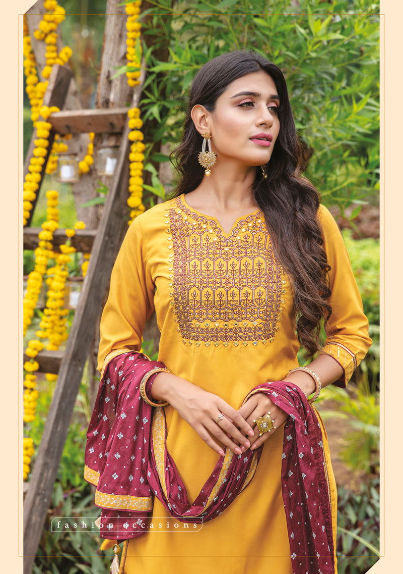 Kiana Fashion Glimmering Heavy Maslin Embroidery Work Kurti Wear