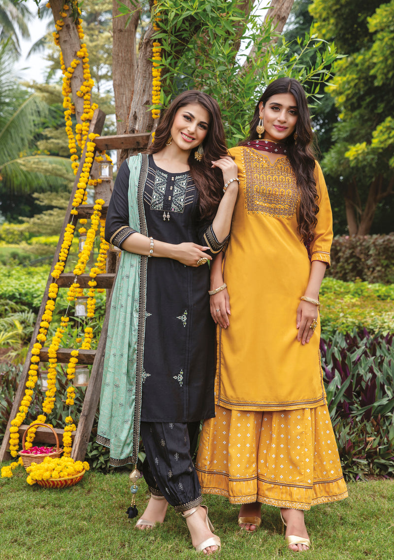 Kiana Fashion Glimmering Heavy Maslin Embroidery Work Kurti Wear