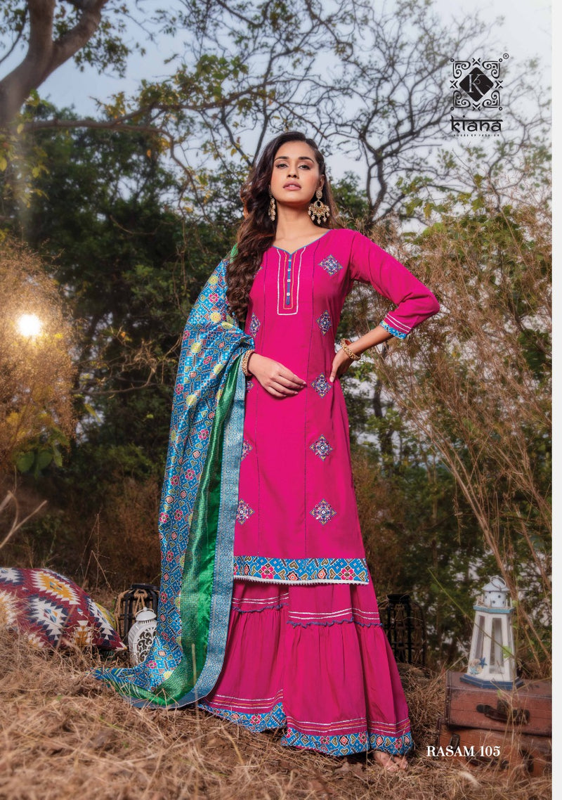 Kiana Fashion Rasam Muslin Silk Patola Print Thread Work Stylish Kurti Wear