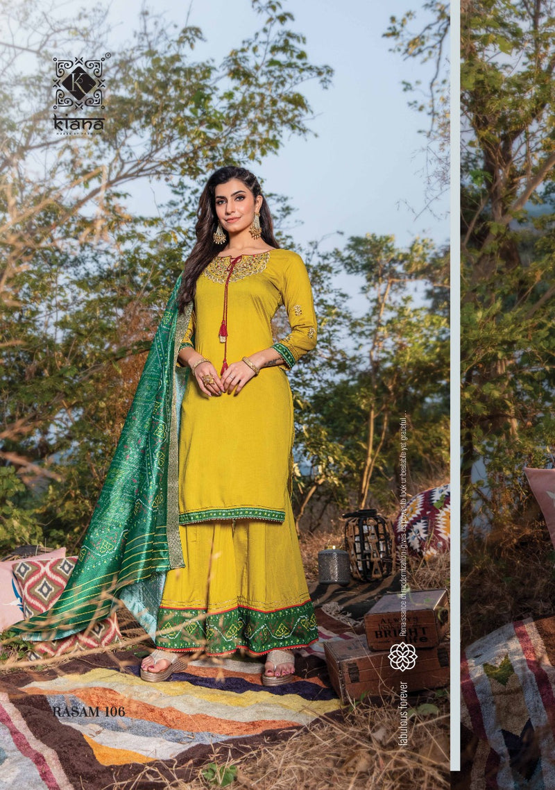 Kiana Fashion Rasam Muslin Silk Patola Print Thread Work Stylish Kurti Wear