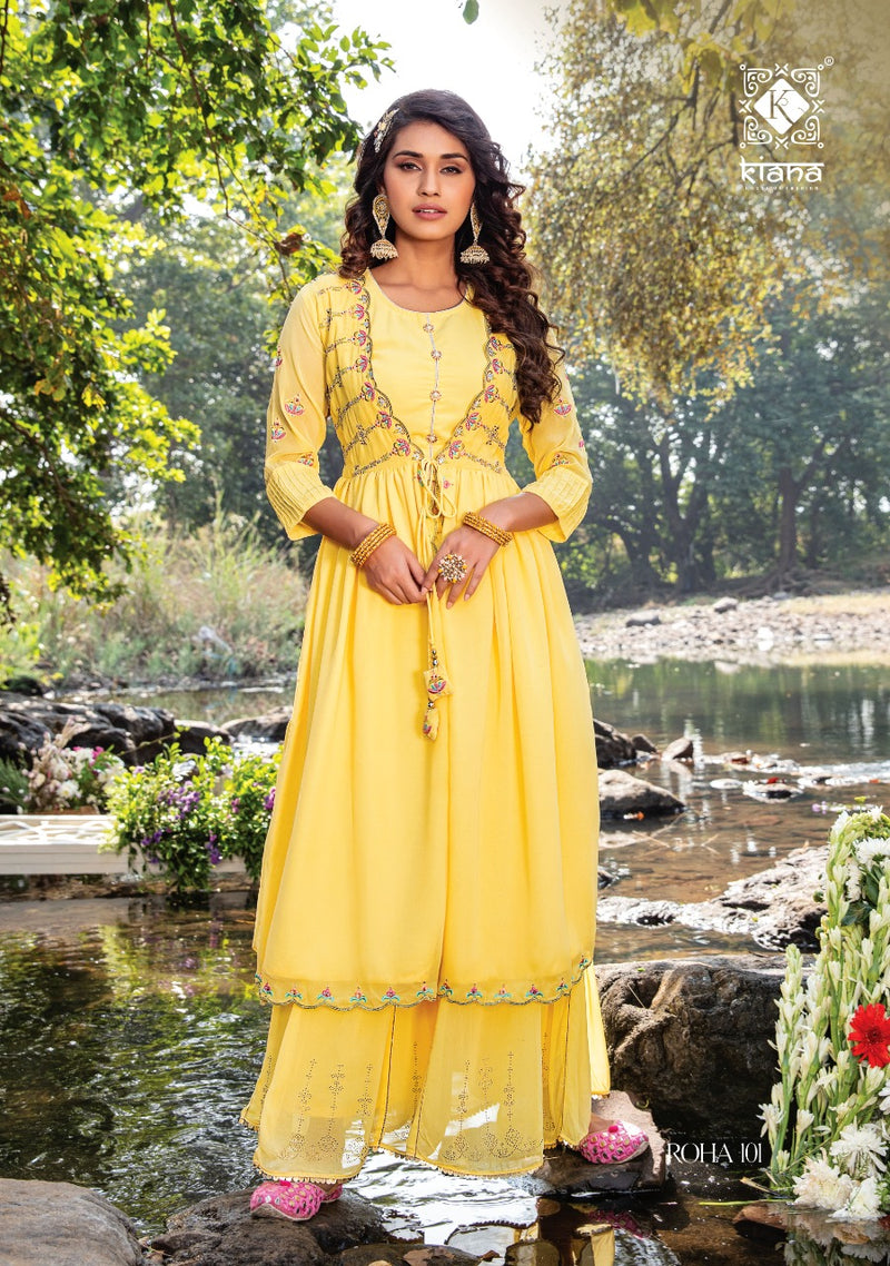 Kiana Fashion Roha Pure Georgette Khatli Embroidery Gotta Patti Work Kurti