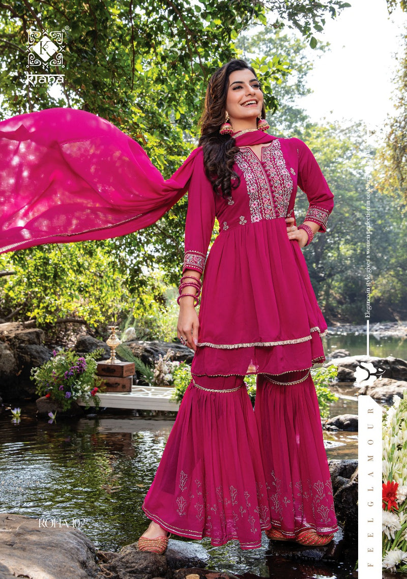 Kiana Fashion Roha Pure Georgette Khatli Embroidery Gotta Patti Work Kurti