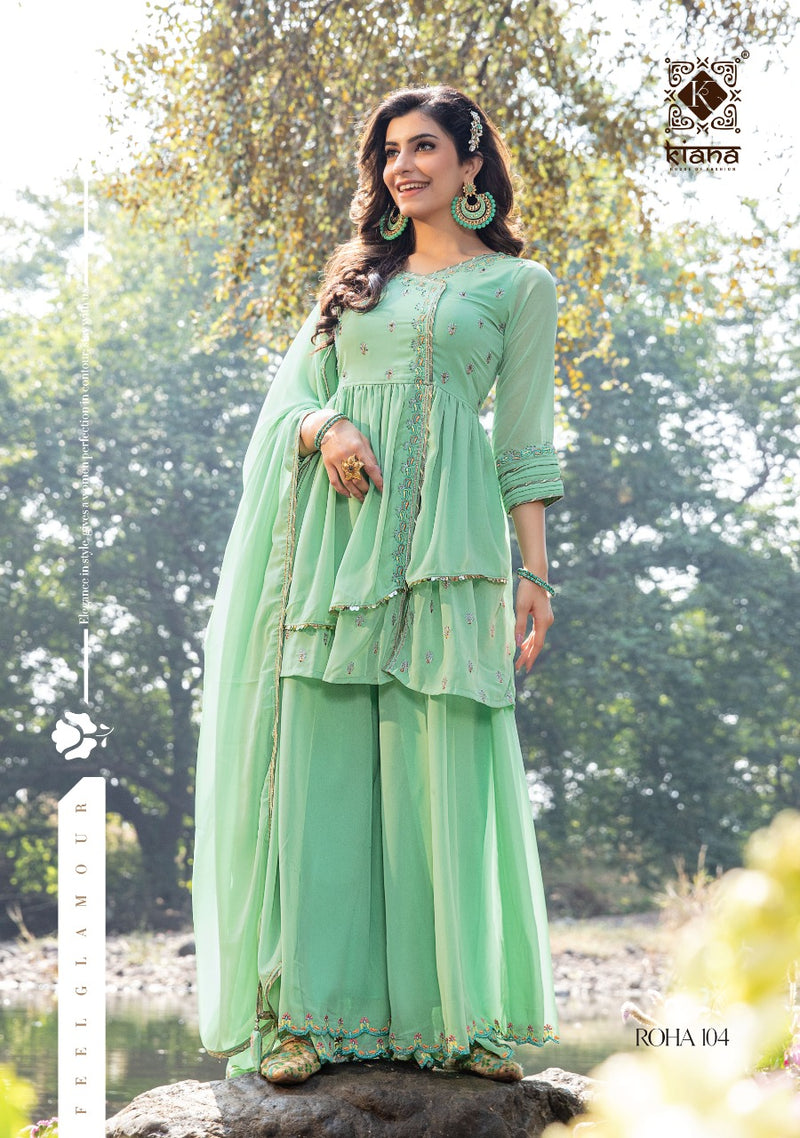 Kiana Fashion Roha Pure Georgette Khatli Embroidery Gotta Patti Work Kurti