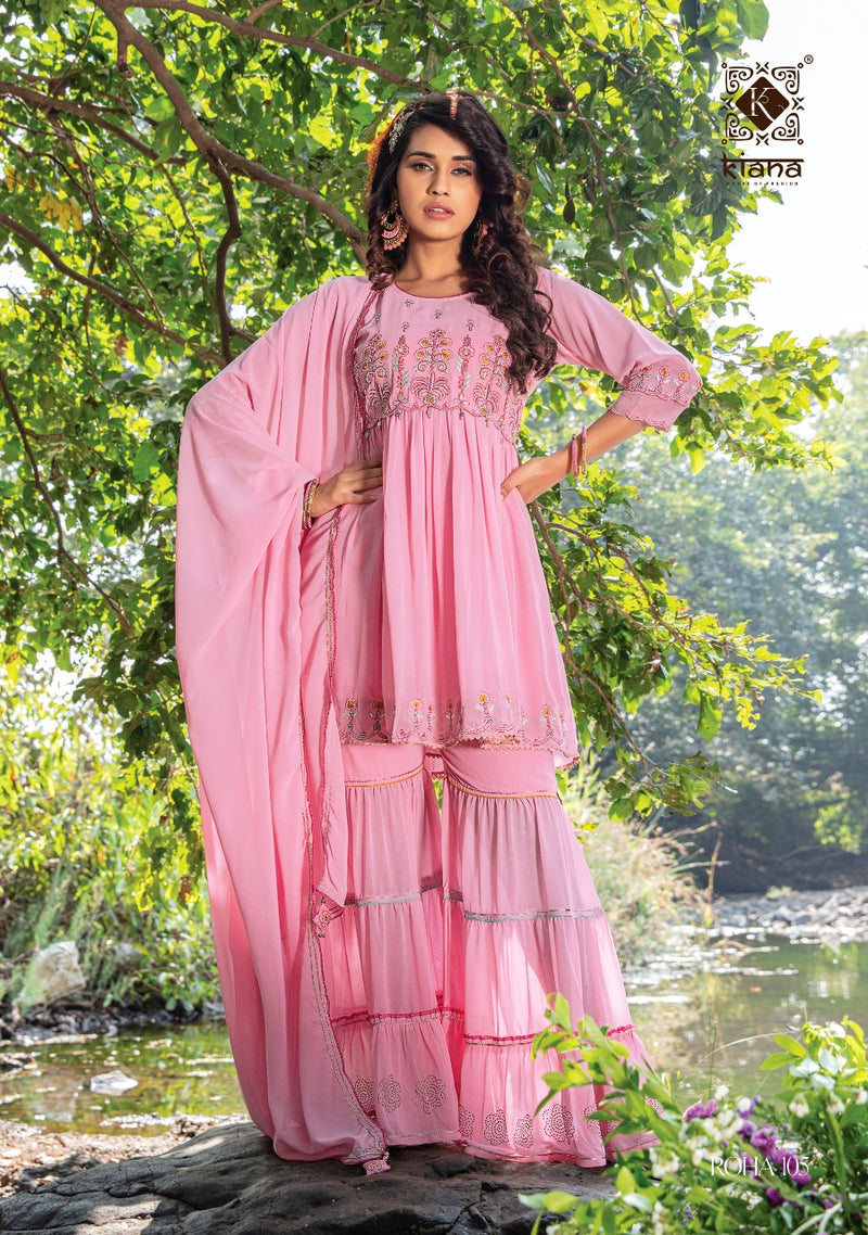 Kiana Fashion Roha Pure Georgette Khatli Embroidery Gotta Patti Work Kurti