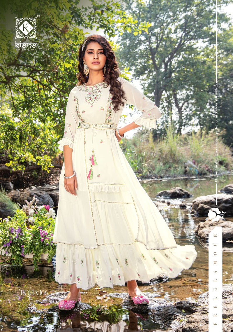 Kiana Fashion Roha Pure Georgette Khatli Embroidery Gotta Patti Work Kurti