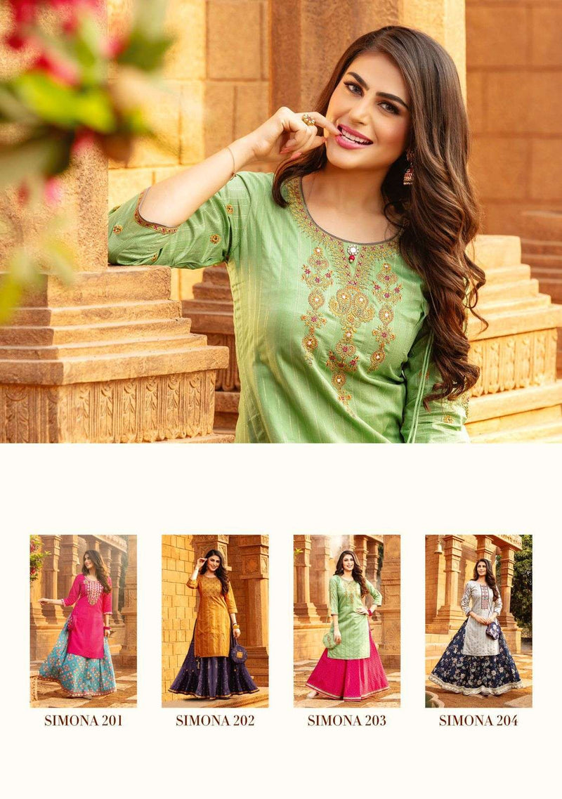 Kiana Fashion Simona Vol 2 Lurex Silk Thread Work Partywear Kurti