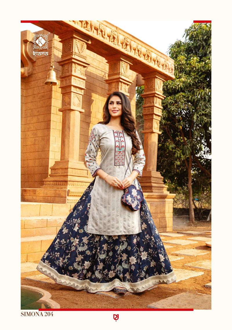 Kiana Fashion Simona Vol 2 Lurex Silk Thread Work Partywear Kurti