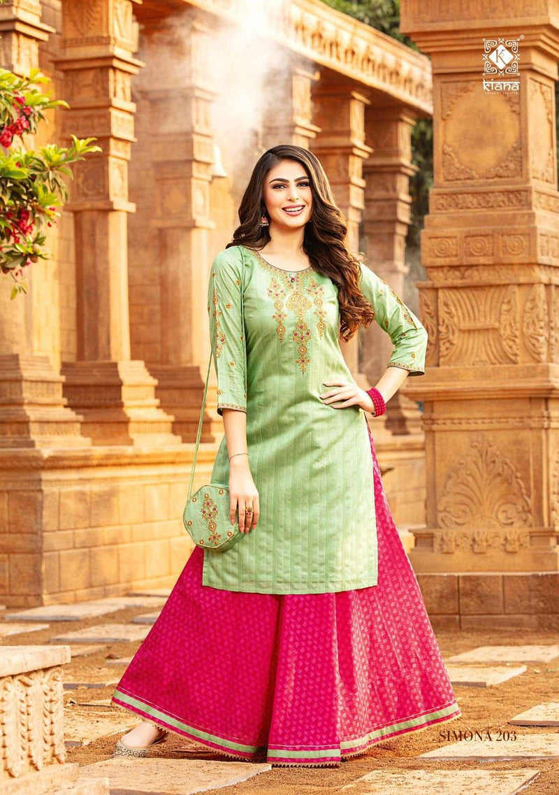 Kiana Fashion Simona Vol 2 Lurex Silk Thread Work Partywear Kurti