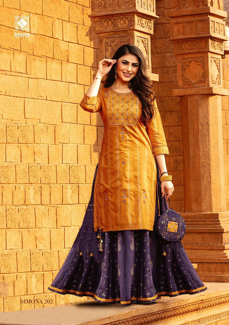 Kiana Fashion Simona Vol 2 Lurex Silk Thread Work Partywear Kurti