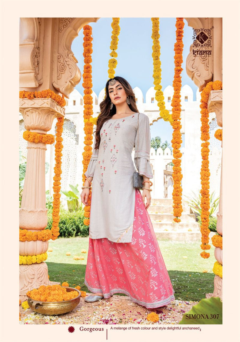 Kiana Fashion Simona Vol 3 Pure Viscose Lurex Thread Work Handwork Kurti
